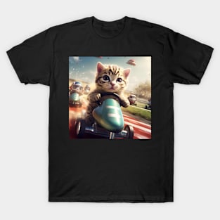 Kitty Race Cars T-Shirt